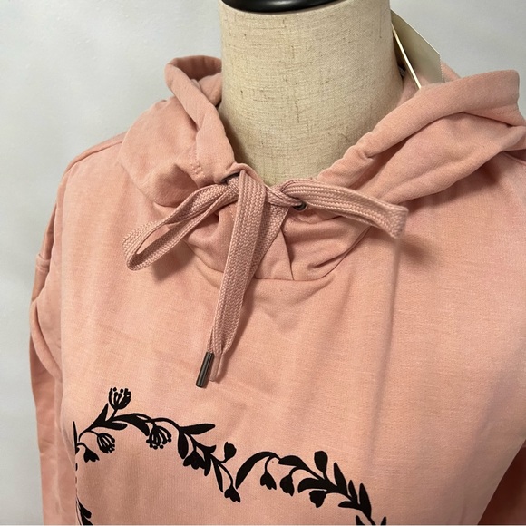 C & C California Pink Hooded Sweatshirt With Heart Detail Print - Size Medium - Picture 13 of 14